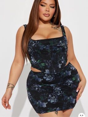 Fashionova- Layanna Skirt Set - Black/combo